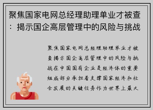 聚焦国家电网总经理助理单业才被查：揭示国企高层管理中的风险与挑战