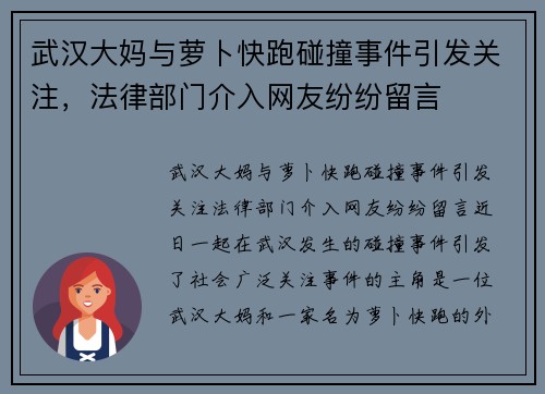 武汉大妈与萝卜快跑碰撞事件引发关注，法律部门介入网友纷纷留言