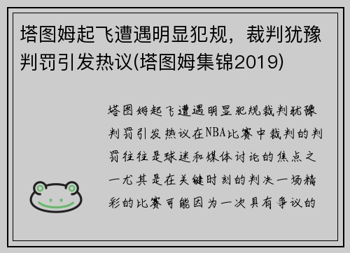 塔图姆起飞遭遇明显犯规，裁判犹豫判罚引发热议(塔图姆集锦2019)